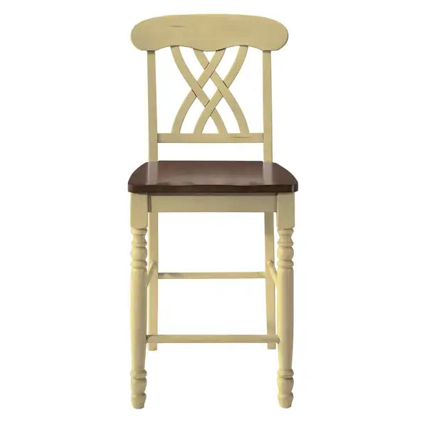 Buttermilk Oak Cross Back Counter Stools (Set of 2)