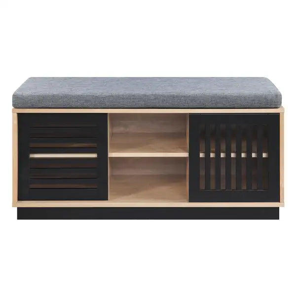 ACME Gamaliel Oak & Espresso Storage Bench - AC00857