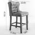 Grey Upholstered Wingback Bar Stools (Set of 2) - 27" Seat Height - Minihomy