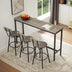 Industrial Bar Table Set with 3 Stools, Rustic Gray & Black, 63"L Kitchen Breakfast Table - Minihomy