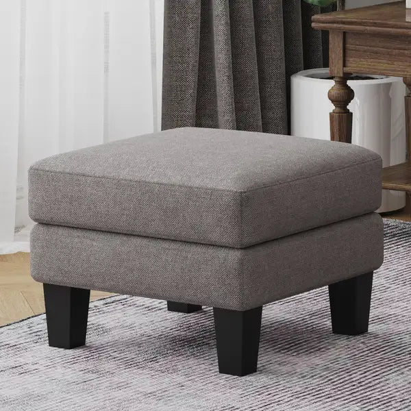 Light Grey Fabric Ottoman Footstool Storage