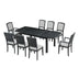 9 Piece Rustic Dining Table Set with Extendable Top, 6 Armless Chairs & 2 Arm Chairs, Black - Minihomy