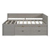 Full Size Daybed with Storage Drawers & Shelves - Gray - Minihomy