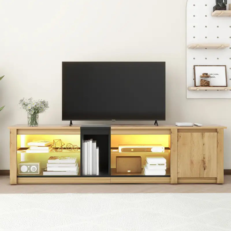 Modern TV Stand with LED Lights & Storage - Up to 80" TVs