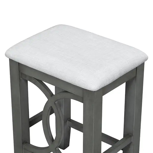 Farmhouse Counter Height Dining Set, 3-Piece with USB Port & Upholstered Stools, Gray - Minihomy