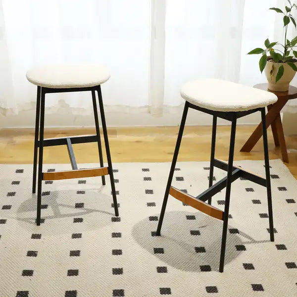 Modern Bar Stools Set of 2 | Comfortable & Stylish Counter & Bar Height Upholstered Backless Kitchen Dining Room Chairs - Minihomy