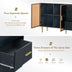 Modern Sideboard Buffet Cabinet with Marble Top & Amber Glass Doors (Navy Blue) - Gold Legs & Handles - Minihomy