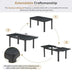 9 Piece Rustic Dining Table Set with Extendable Top, 6 Armless Chairs & 2 Arm Chairs, Black - Minihomy