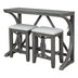 Farmhouse Counter Height Dining Set, 3-Piece with USB Port & Upholstered Stools, Gray - Minihomy