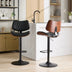 Black Leather Swivel Bar Stools, Mid Century Modern Adjustable Counter Height for Kitchen & Dining Room - 1 Chair - Minihomy