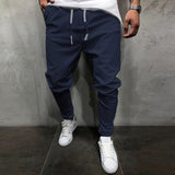Men's Pants Solid Color Cropped Pants With Elastic Band