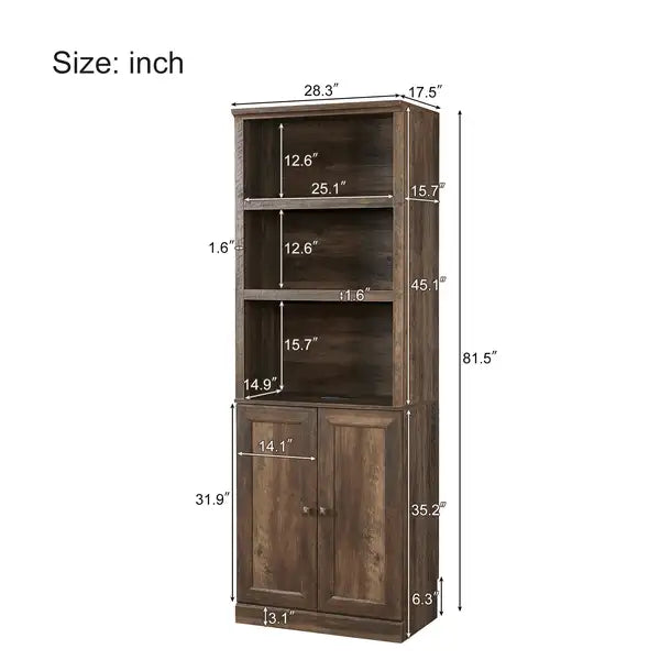 Full Size Murphy Bed with Storage | Space-Saving Cabinet Bed for Guest Room, Home Office (Brown) - Minihomy