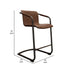 Brown Vegan Leather Counter Stools, Set of 2, 27 Inch Cantilever - Minihomy