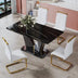 Modern Dining Table & Chair Set - Black Marble Glass Top, Comfortable PU Seats - Minihomy