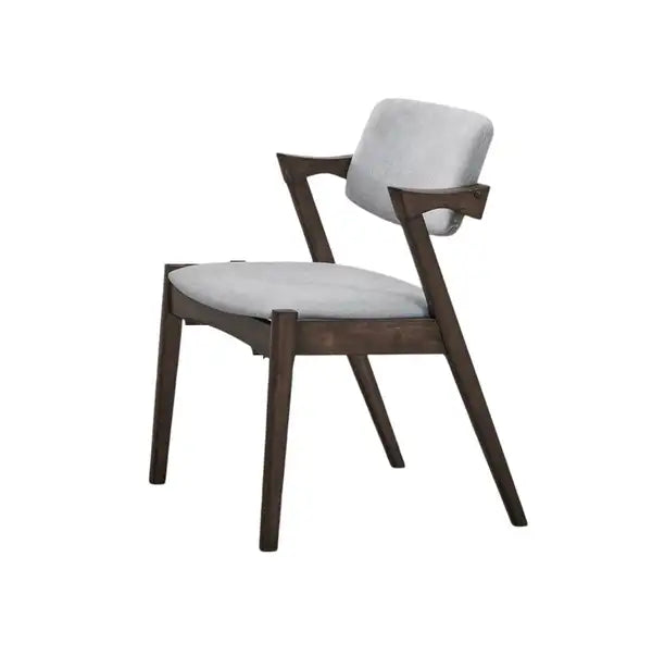 Mid-Century Modern Dining Chairs Set of 2 - Solid Wood & Upholstered Cushion - Walnut Rubberwood - Minihomy