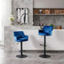 Adjustable Bar Stools Set of 2 with Back & Footrest - Counter Height Bar Chairs for Kitchen, Pub - Blue - Minihomy