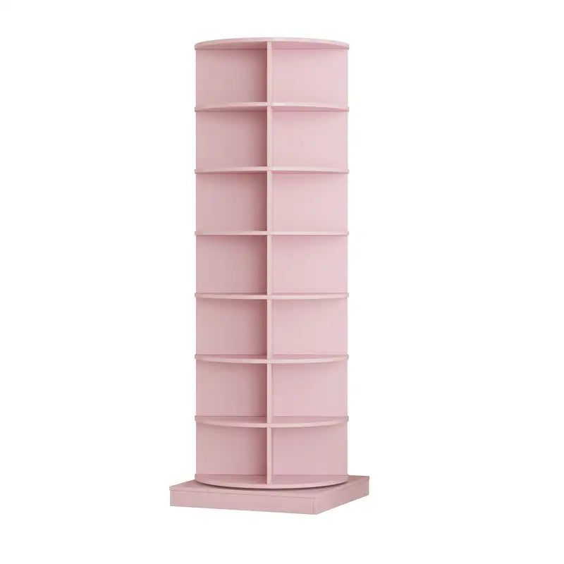 7-Layer 360° Rotating Pink Shoe Cabinet - Holds 28 Pairs