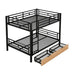 Full Size Metal Convertible Bunk Bed with 2 Drawers - Black - Minihomy