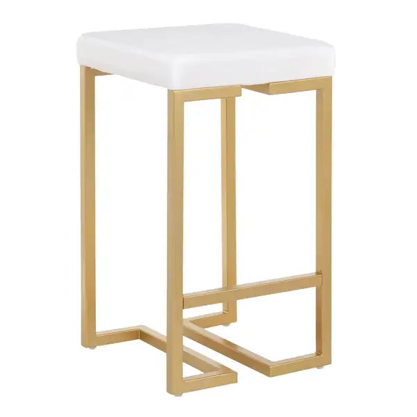 LumiSource Midas Gold Velvet Counter Stools (Set of 2) - 26"