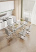 Modern Glass Dining Table with Silver Legs - 79" x 39" x 30" - Home & Office Use - Minihomy