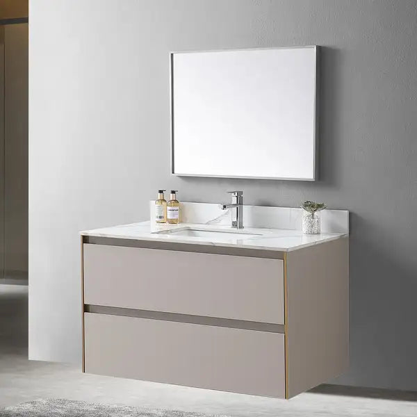 Carrara Gold Bathroom Vanity Top - 43x22 Inch, Single Faucet Hole, Sintered Stone