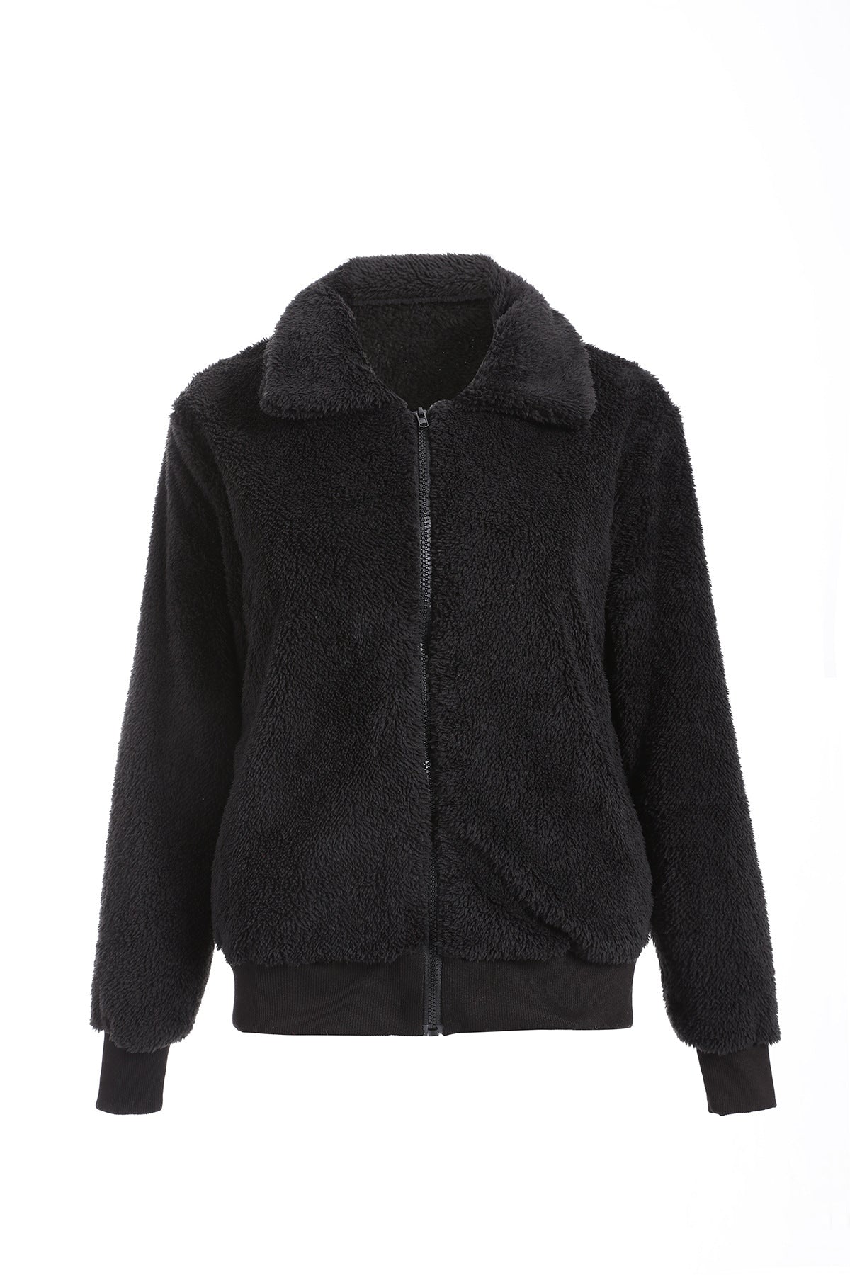 Winter Autumn Women Lapel Zipper Jacket Coat