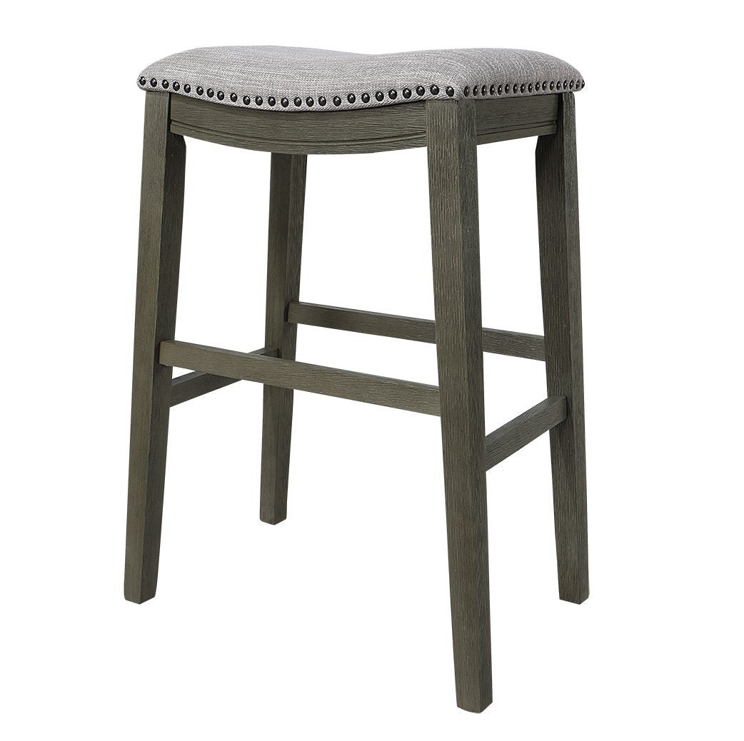 Gray Fabric Saddle Bar Stools (Set of 2) - 29" Tall