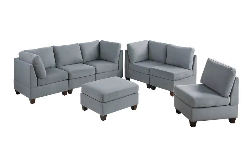 7-Piece Gray Modular Sofa Set