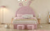 Full Size Upholstered Rabbit Bed with Storage Stools, Pink Velvet Platform Bed with Ears Headboard - Minihomy