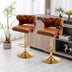 Brown Leather Bar Stools with Back & Footrest - Counter Height (Set of 2) - Minihomy