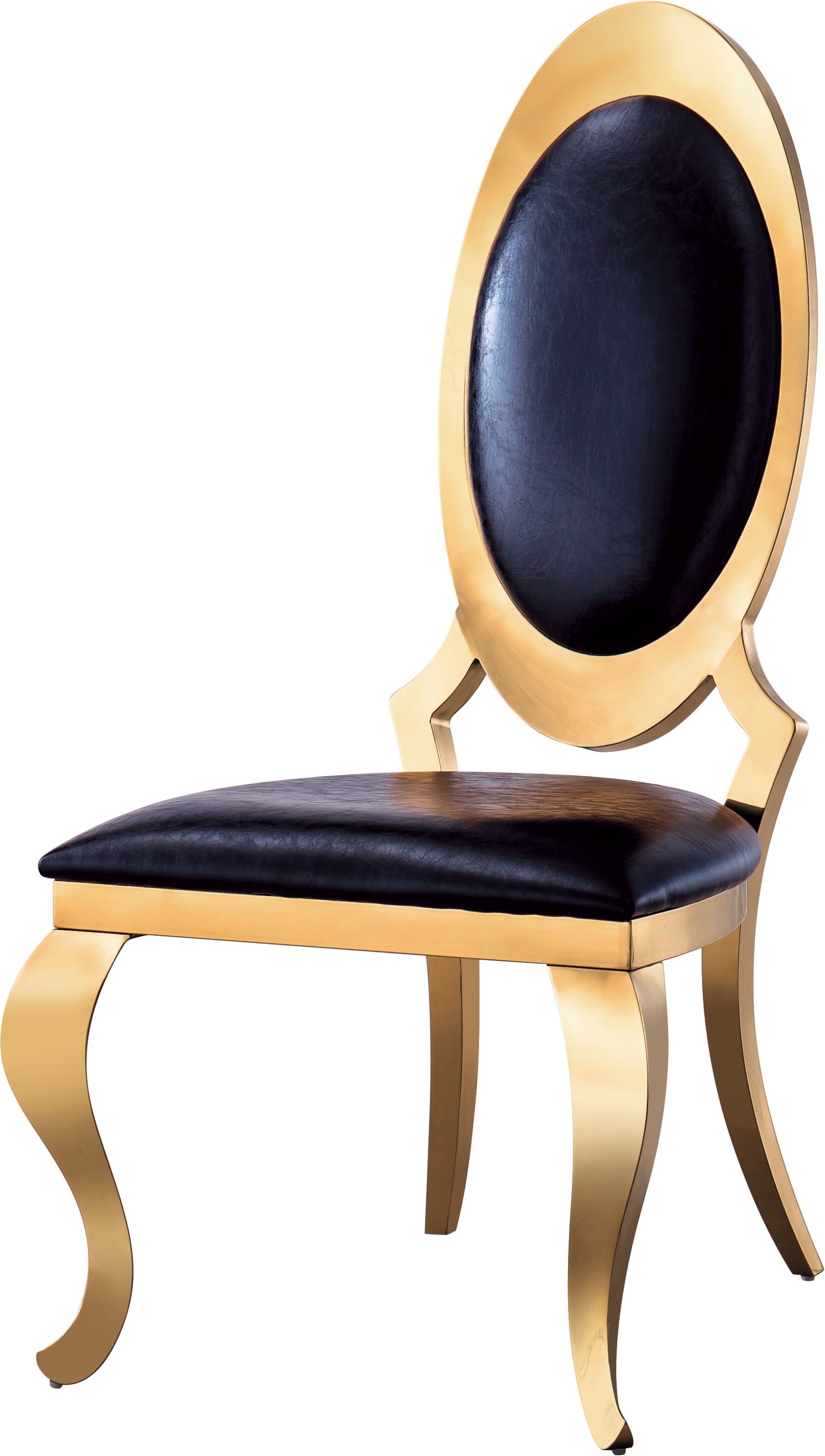 2-Pack Leatherette Dining Chairs with Oval Backrest & Stainless Steel Legs