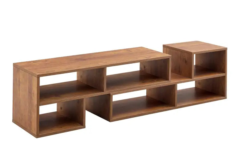 L-Shaped TV Stand with Open Shelving & Cube Storage – Entertainment Center