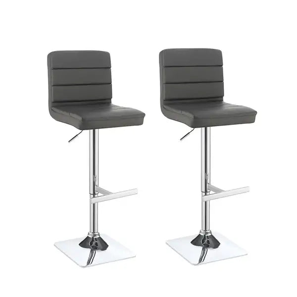 Grey & Chrome Adjustable Bar Stools (2-Pack)