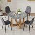 Modern Circular Dining Table Set with 4 Cushioned Chairs - MDF Top & Wooden Legs - CT-403 - Minihomy