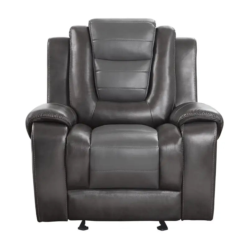 Luxury Gray Reclining Glider Chair - Faux Leather