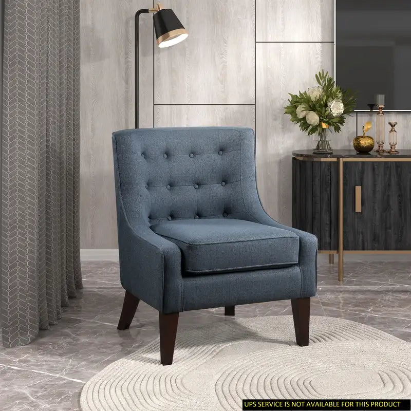 Blue Tufted Accent Chair - Classic Living Room Furniture