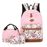 Floral Bags 3pcs Schoolbag Backpack Lunch Bag And Wallets: Your Stylish Companion for Every Adventure