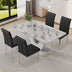 Modern Marble Dining Table & Chair Set - Rectangular, Minimalist, Soft Cushions (F-1280) - Minihomy