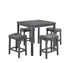 5 Piece Counter Height Pub Table Set with Tufted Gray Linen Stools - Lucian Gray - Minihomy