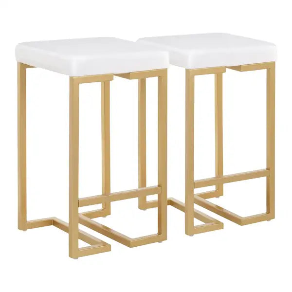 LumiSource Midas Gold Velvet Counter Stools (Set of 2) - 26"