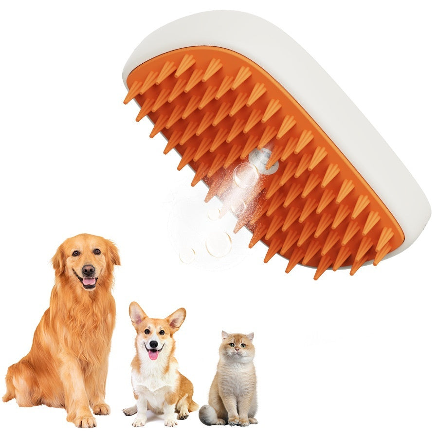 USB Rechargeable Pet Steam Brush: Massage, Spray, & Groom Cats & Dogs