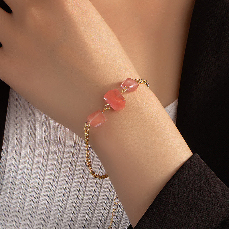 Irregular Natural Crushed Stone Bracelet - Fashionable Accessory for Women