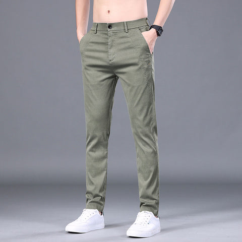 Men's Tencel Straight Trousers Slim Fit Skinny Pants