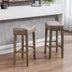 29" Gray Counter Height Bar Stools Set of 2 - Faux Leather Backless Kitchen Island Chairs - Minihomy