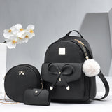 Women's PU Bow Bag Set: Cute Backpack, Crossbody & Coin Purse