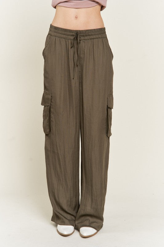 Satin Cargo Pants