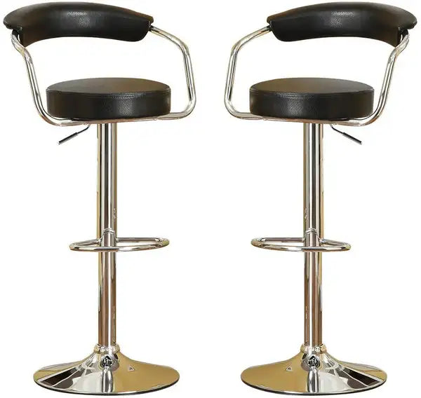 Black Bar Stools Set of 2, Adjustable Swivel Counter Height Kitchen Island Chairs, Contemporary Style - Minihomy