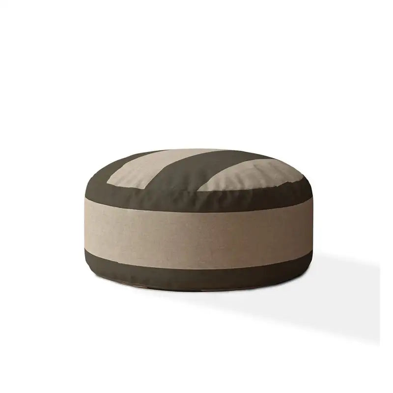 Round Indoor Pouf Ottoman - Dark Taupe Zippered Storage, 24" Dia