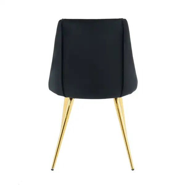 Black Velvet Dining Chairs Set of 4 - Modern, Gold Metal Legs, Home Bedroom Stool - Minihomy