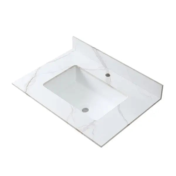 Carrara Gold 31" Bathroom Vanity Top with Sink & Backsplash - Undermount, Single Faucet Hole